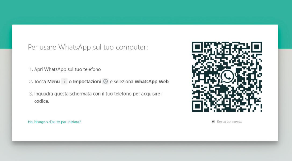Usare WhatsApp sul PC qr code